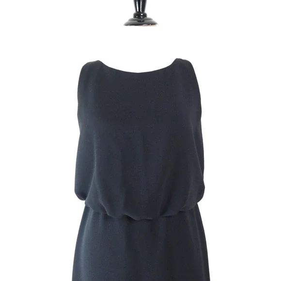 Trina Turk Size 6 Silver Sequin Back Blouson Dress Sleeveless Black - Picture 9 of 12